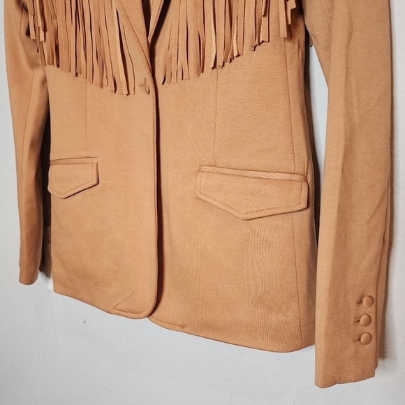 NWT Blank NYC Tan Ponte Fringe Blazer Jacket Women's Size XS - Picture 13 of 16